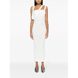 asymmetric-neckline ribbed dress