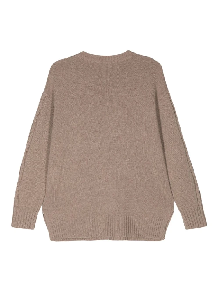 Cable Knit Cashmere Crewneck Jumper In Beige alternative