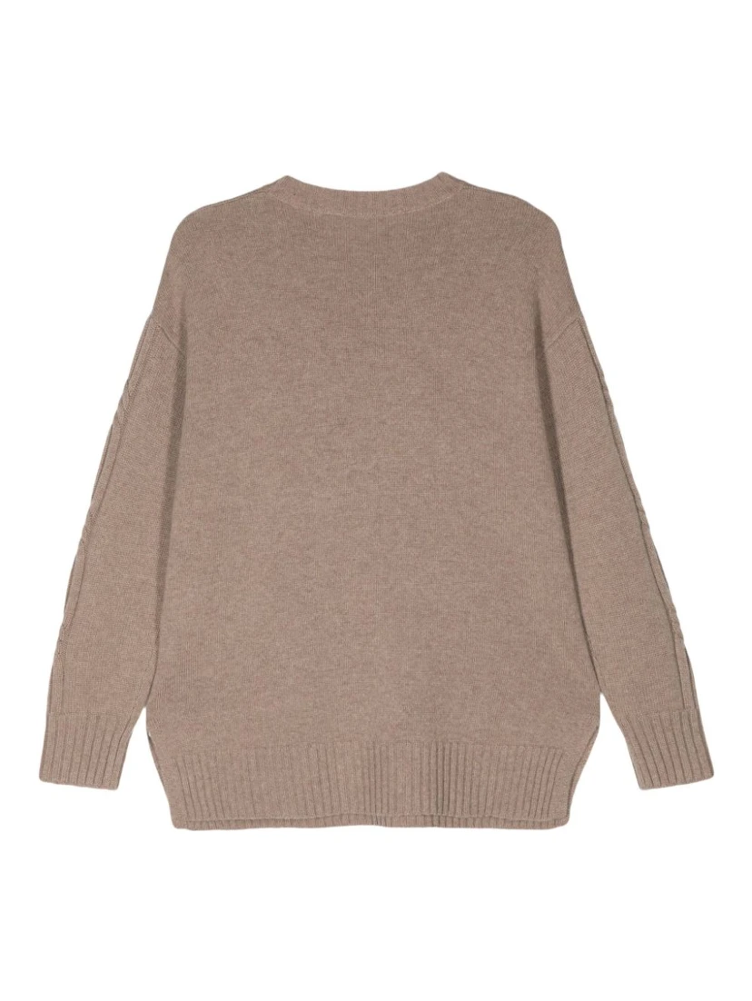 Cable Knit Cashmere Crewneck Jumper In Beige