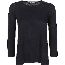 Base Linen Jersey Long Sleeve T-shirt In Blue