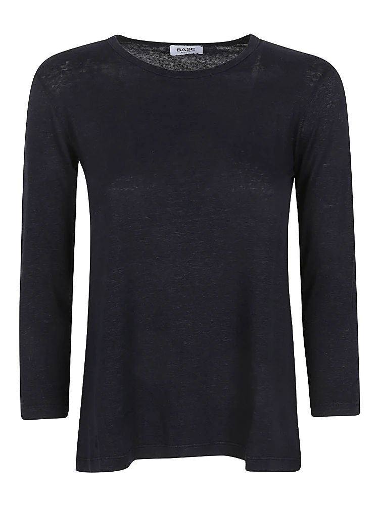Base Linen Jersey Long Sleeve T-shirt In Blue
