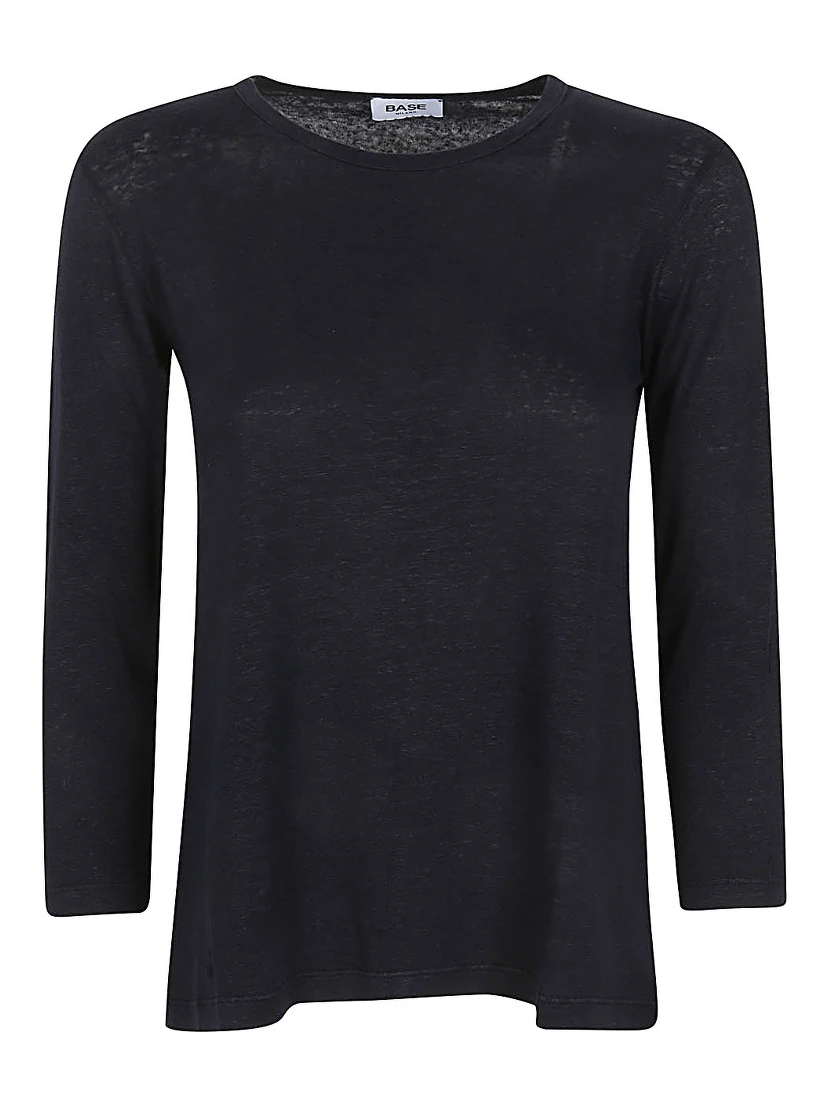 Base Linen Jersey Long Sleeve T-shirt In Blue