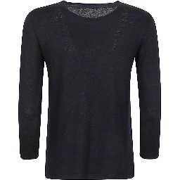 Base Linen Jersey Long Sleeve T-shirt In Blue