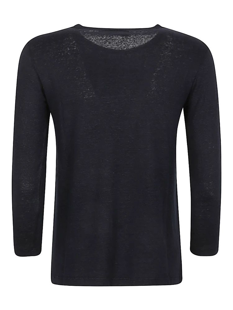 Base Linen Jersey Long Sleeve T-shirt In Blue alternative