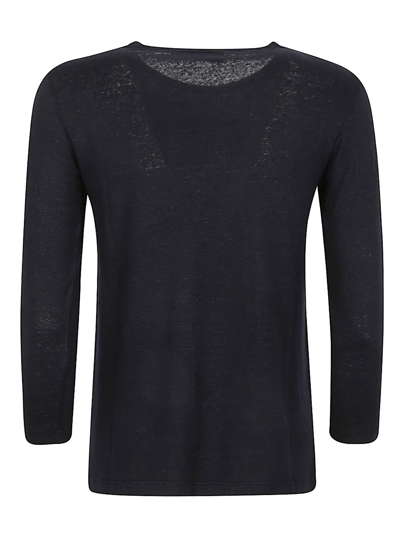 Base Linen Jersey Long Sleeve T-shirt In Blue