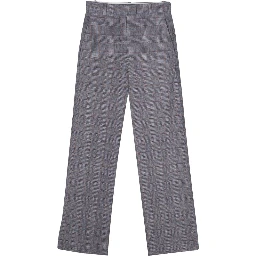 check-pattern straight-leg trousers