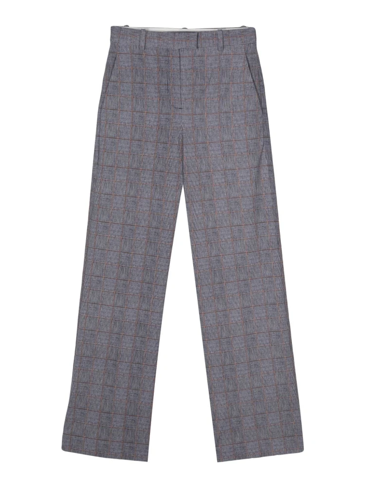 check-pattern straight-leg trousers