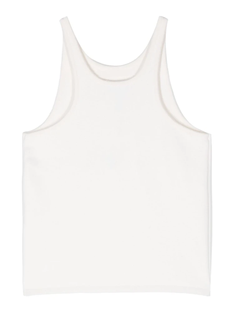 Knitted Wool Scoop Neck Sleeveless Top In White alternative