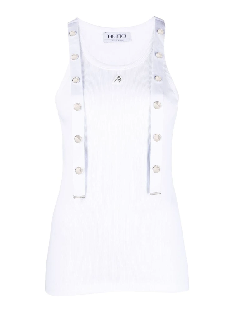 strap-detail ribbed tank top