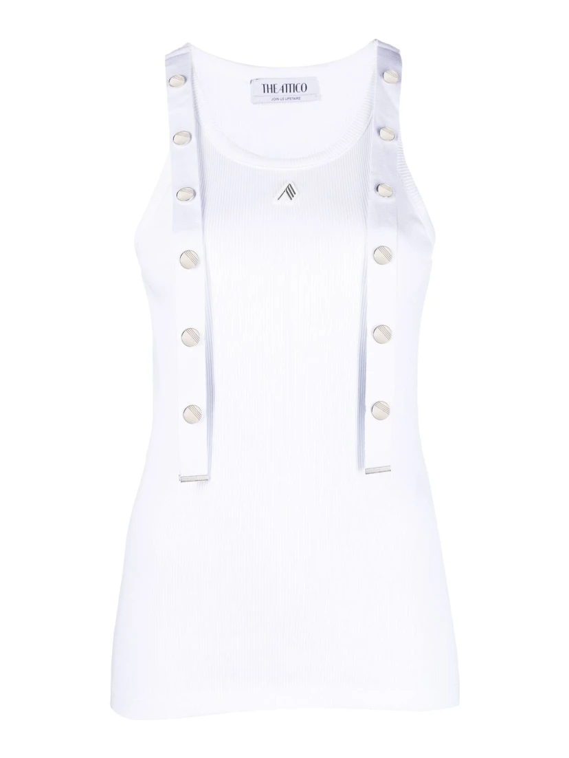 strap-detail ribbed tank top