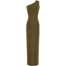 One Shoulder Long Silk Dress In Vert Mousse
