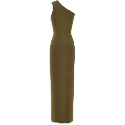 One Shoulder Long Silk Dress In Vert Mousse