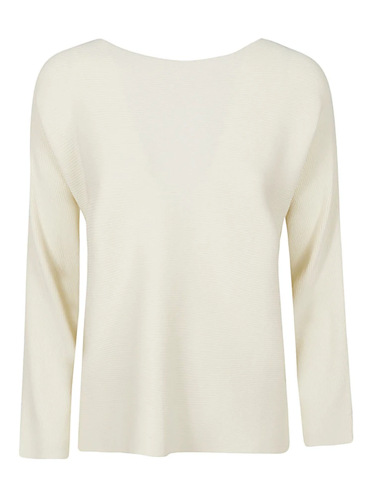 Ribbed Viscose Sweater In Neutral