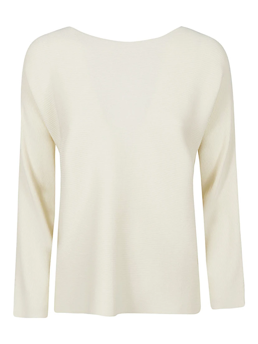Ribbed Viscose Sweater In Neutral
