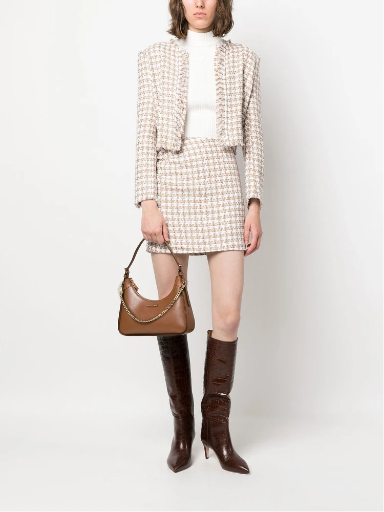 Cotton Blend Silk Mini Skirt With Gathered Detailing In Beige alternative