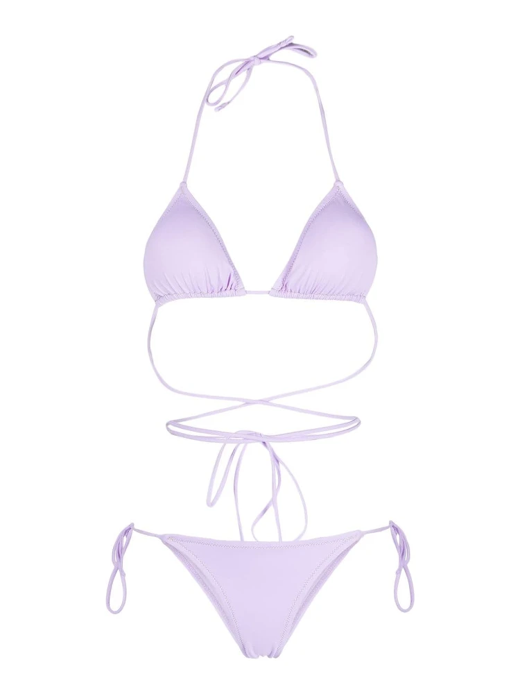Guia Scrunch Detailed Triangle Bikini Set In Purple