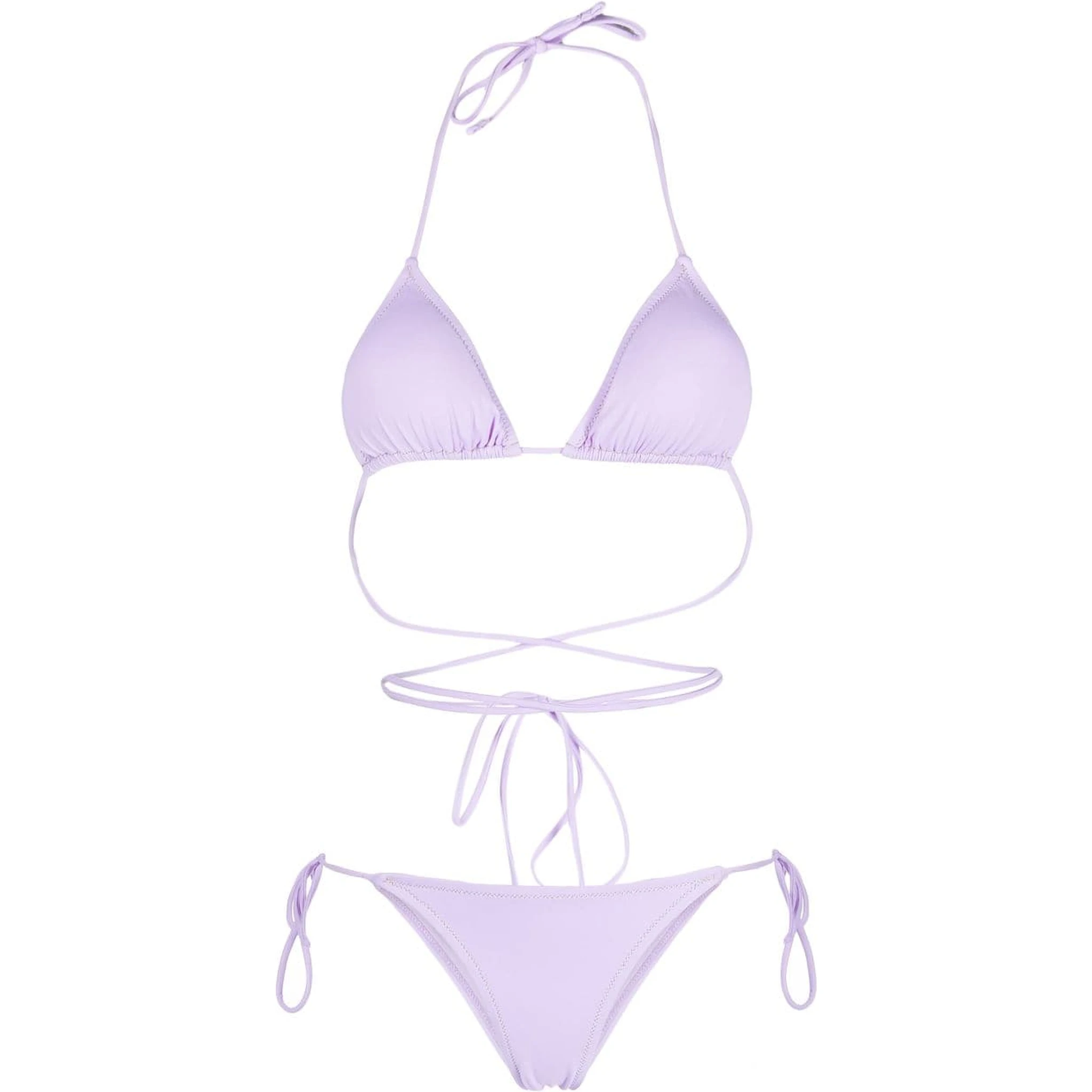 Guia Scrunch Detailed Triangle Bikini Set In Purple