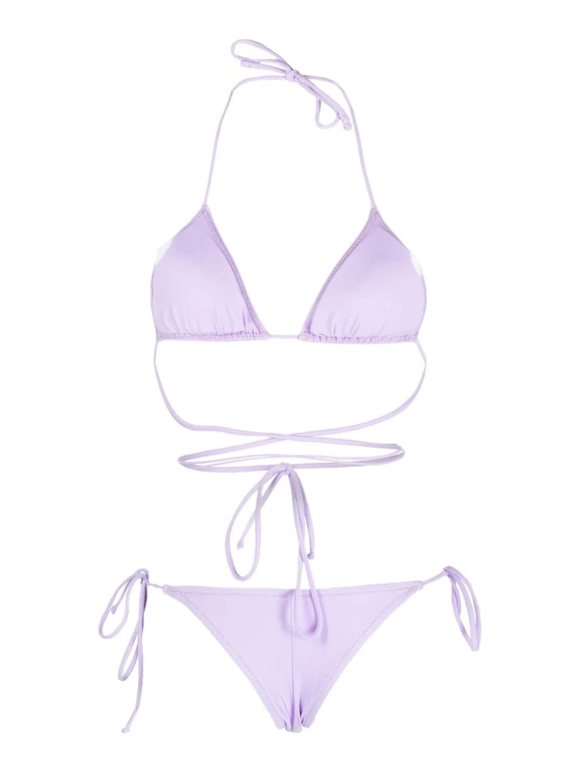 Guia Scrunch Detailed Triangle Bikini Set In Purple