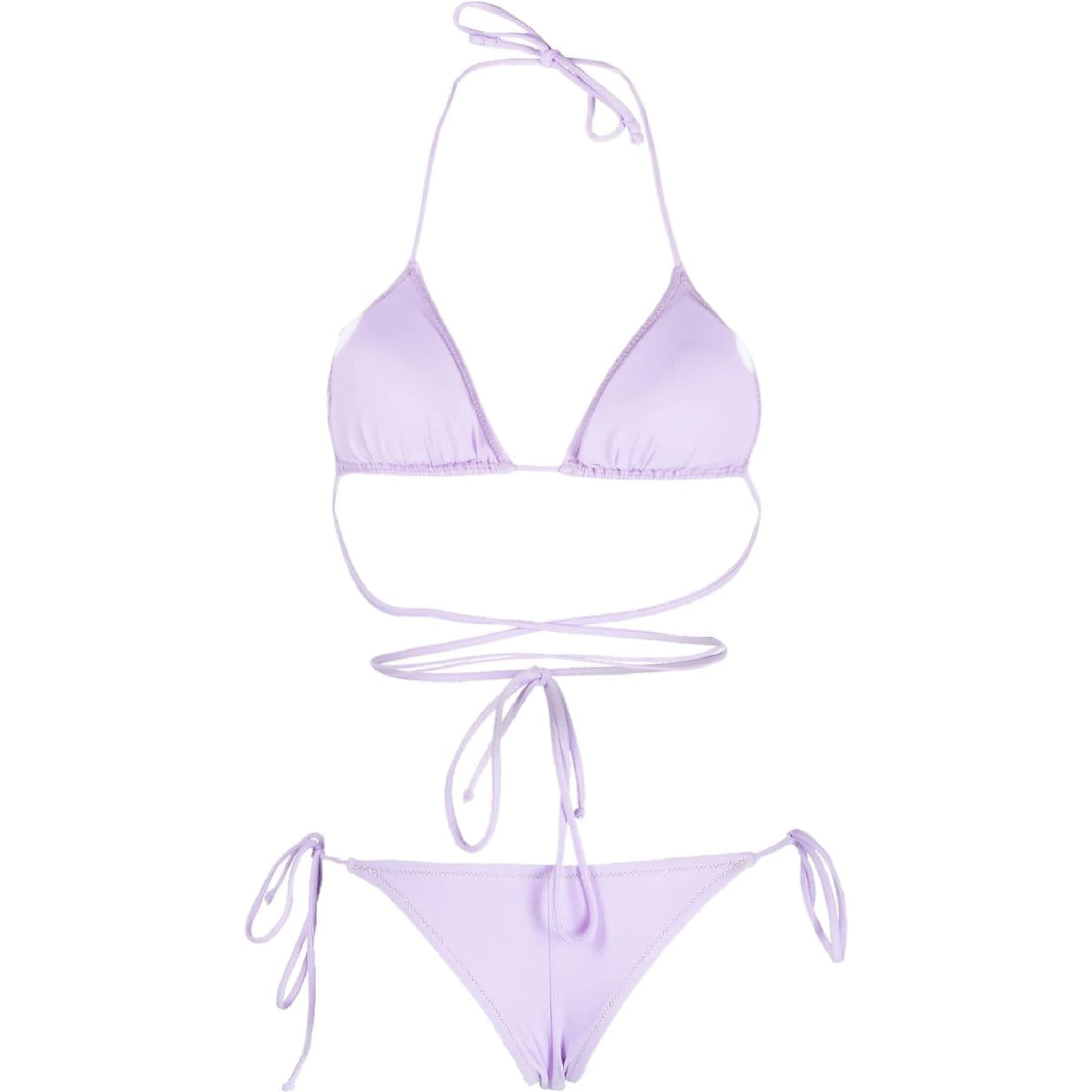 Guia Scrunch Detailed Triangle Bikini Set In Purple