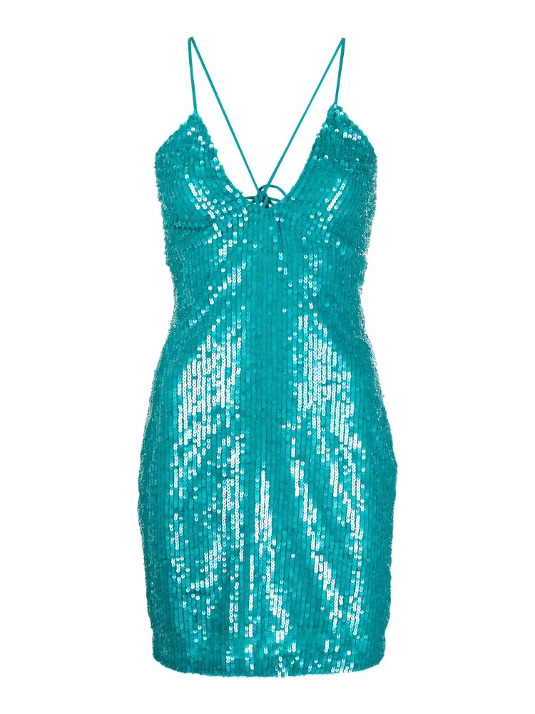 Sky Blue Sequined Mini Dre