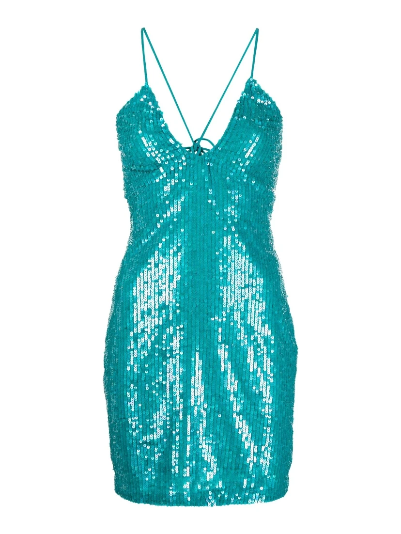 Sky Blue Sequined Mini Dre