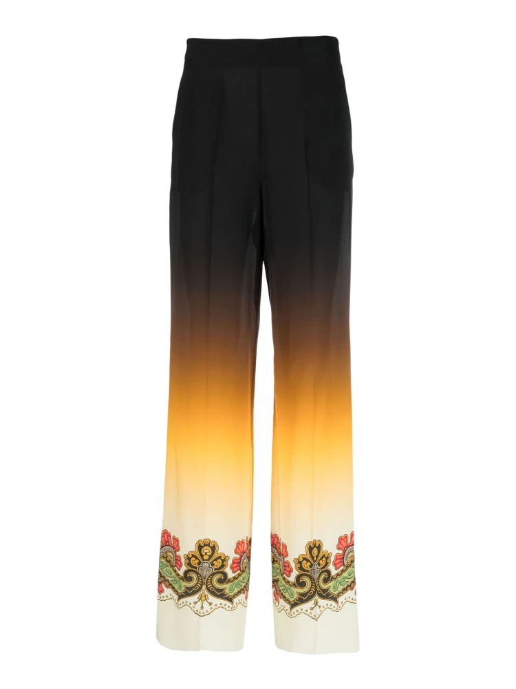 graphic-print straight-leg trousers