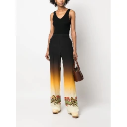 graphic-print straight-leg trousers