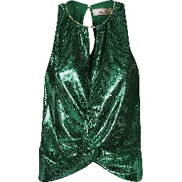 Dark Green Dark Green Sequin Cropped Top