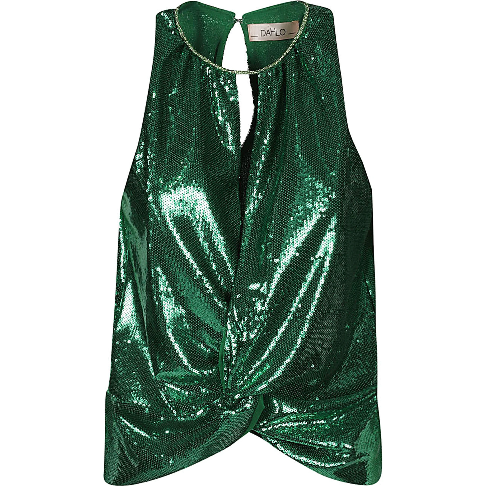 Dark Green Dark Green Sequin Cropped Top