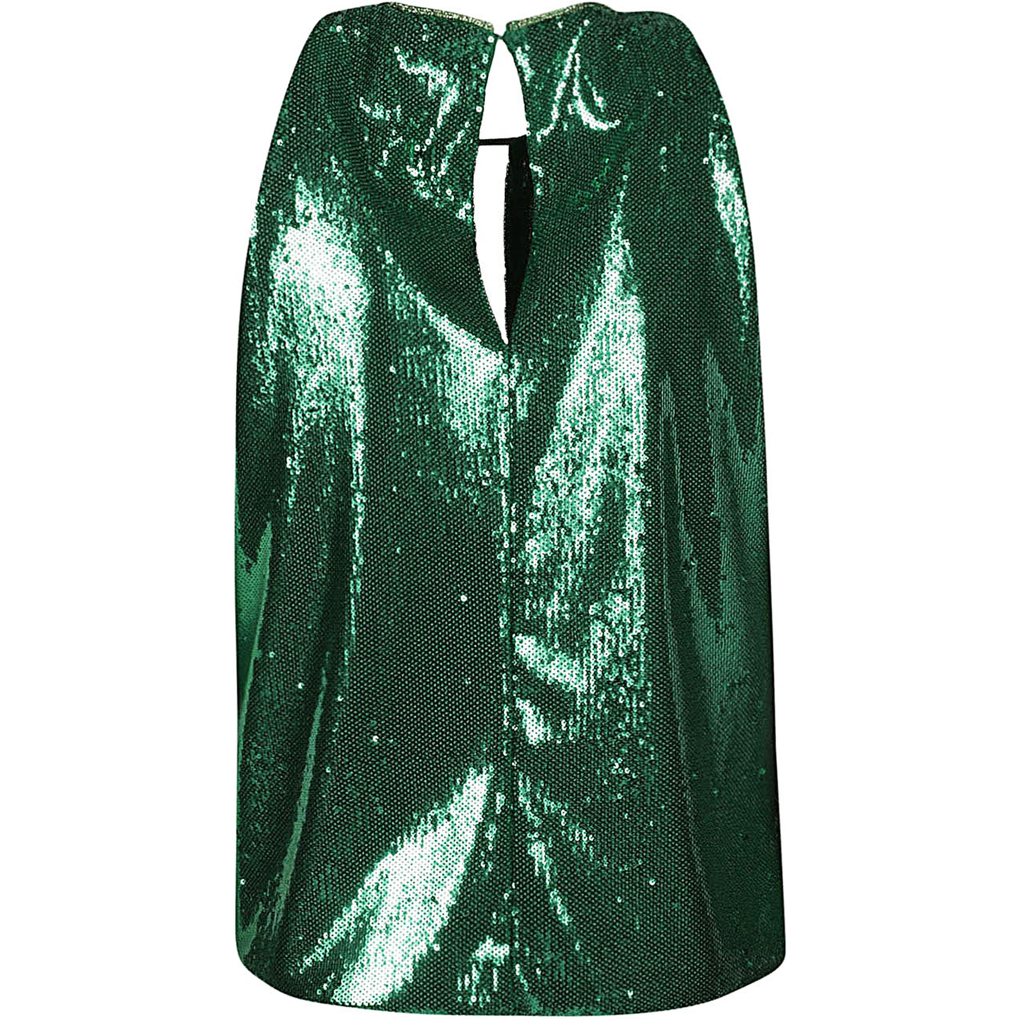 Dark Green Dark Green Sequin Cropped Top
