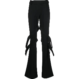 strap-detail flared trousers