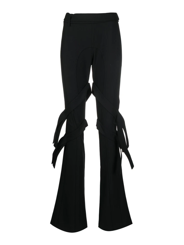 strap-detail flared trousers