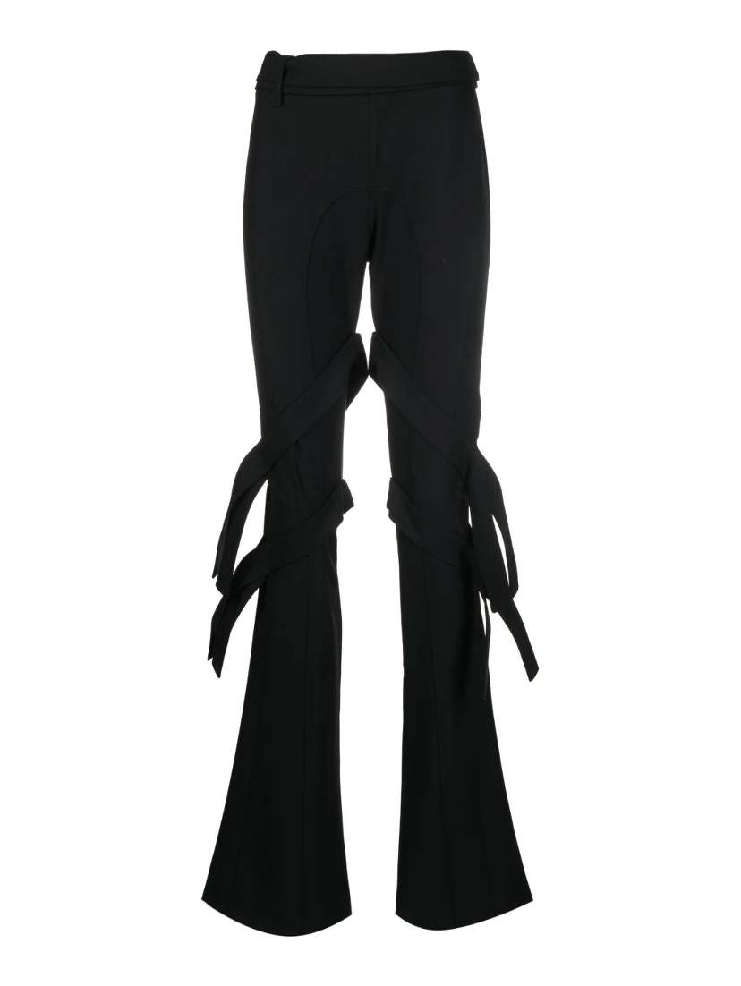 strap-detail flared trousers