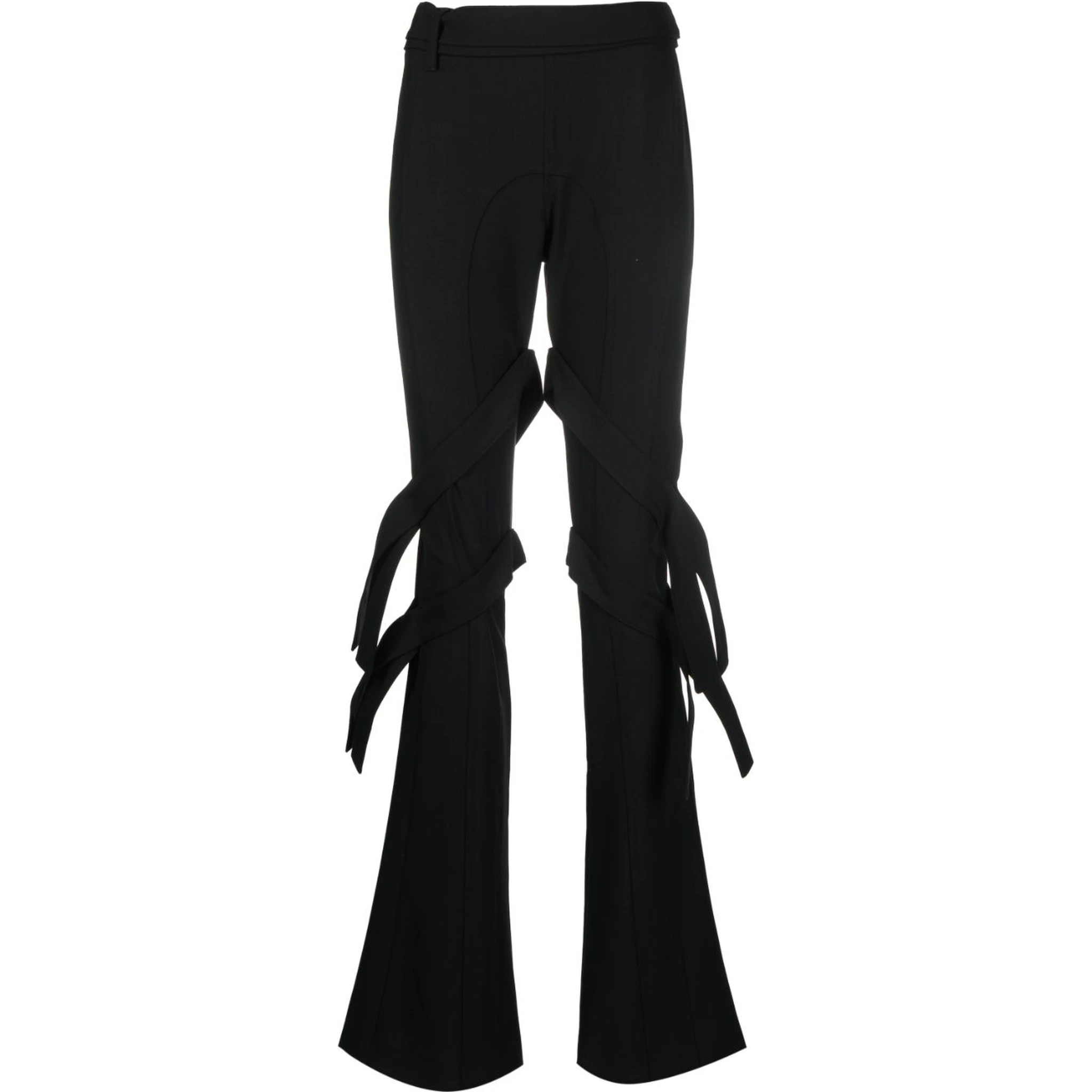 strap-detail flared trousers