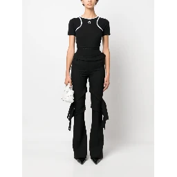 strap-detail flared trousers