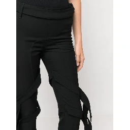 strap-detail flared trousers