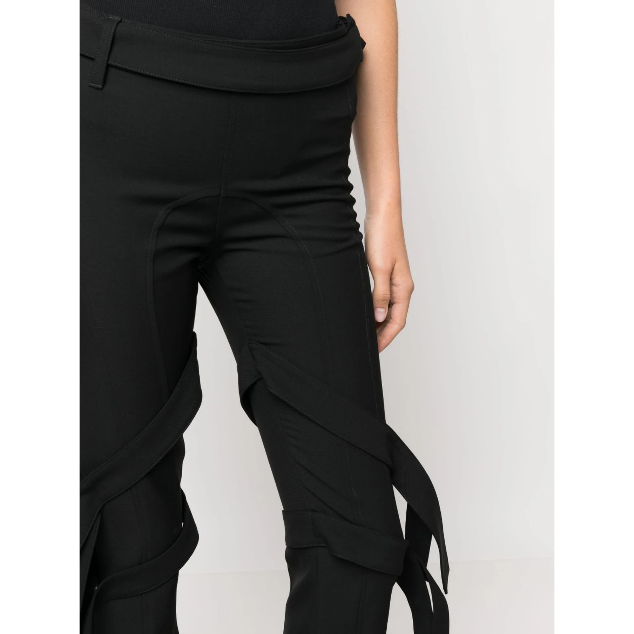 strap-detail flared trousers
