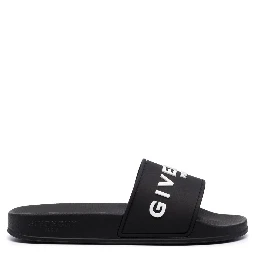 Black Logo-Print Pool Slides