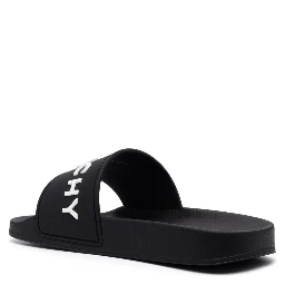 Black Logo-Print Pool Slides