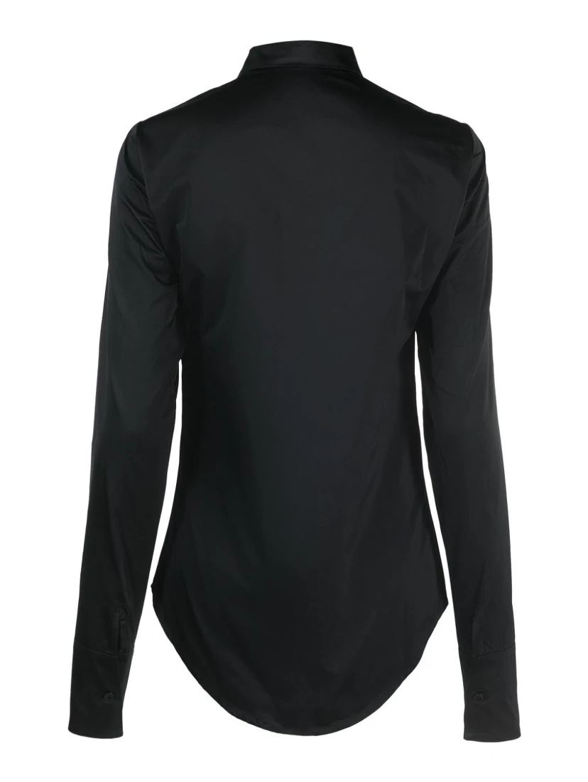 Logo Embellished Denim Shirt In Black