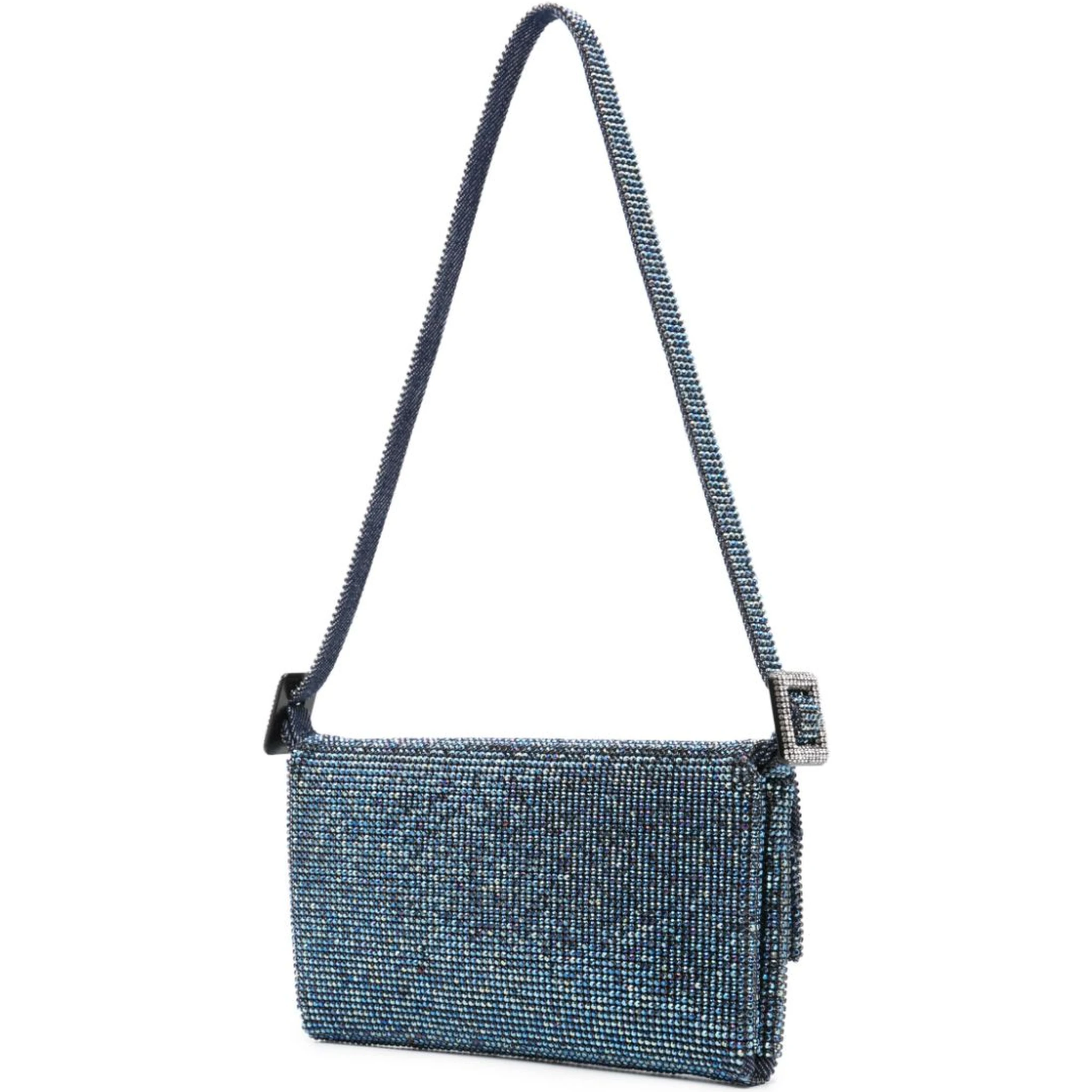 Crystal-embellished Clutch Bag With Adjustable Strap In Blue
