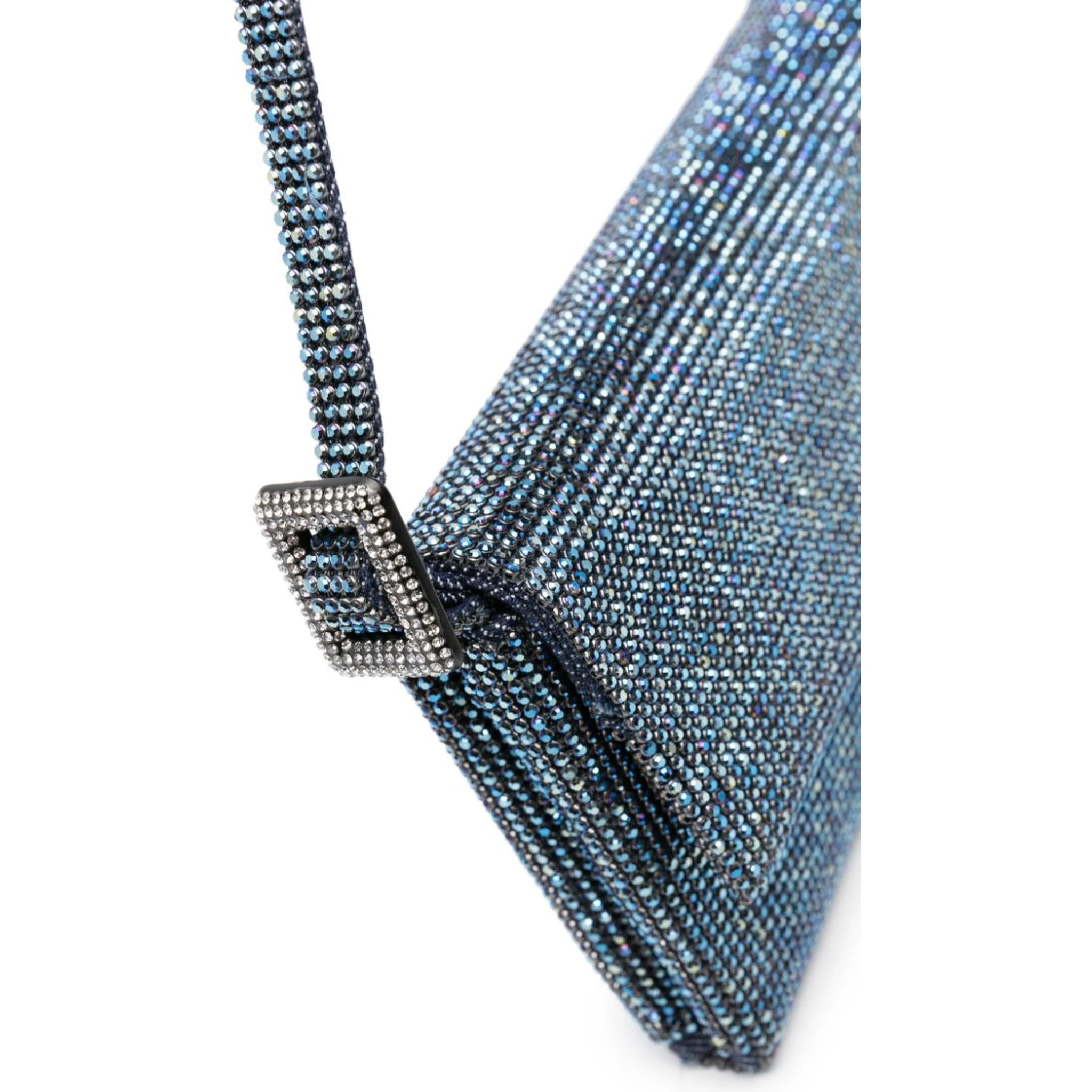 Crystal-embellished Clutch Bag With Adjustable Strap In Blue