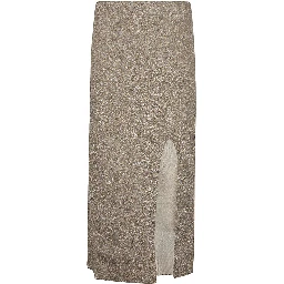 Golden Viscose Midi Skirt