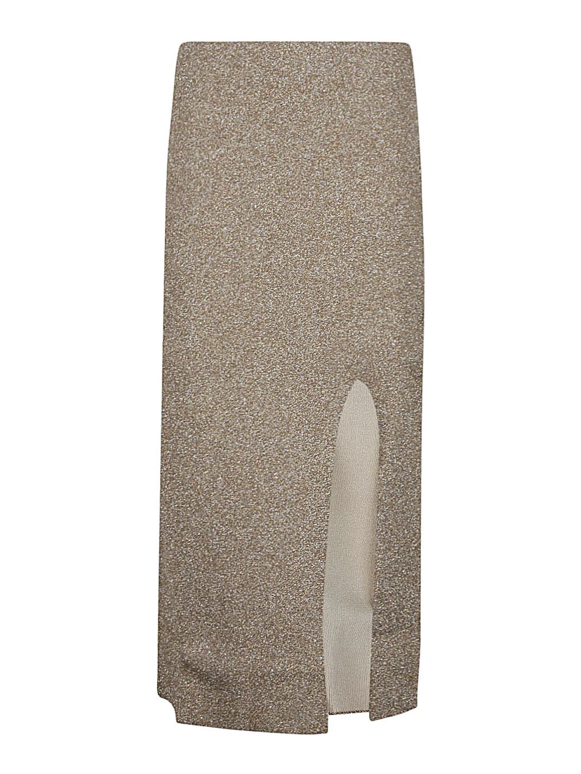 Golden Viscose Midi Skirt