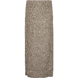 Golden Viscose Midi Skirt