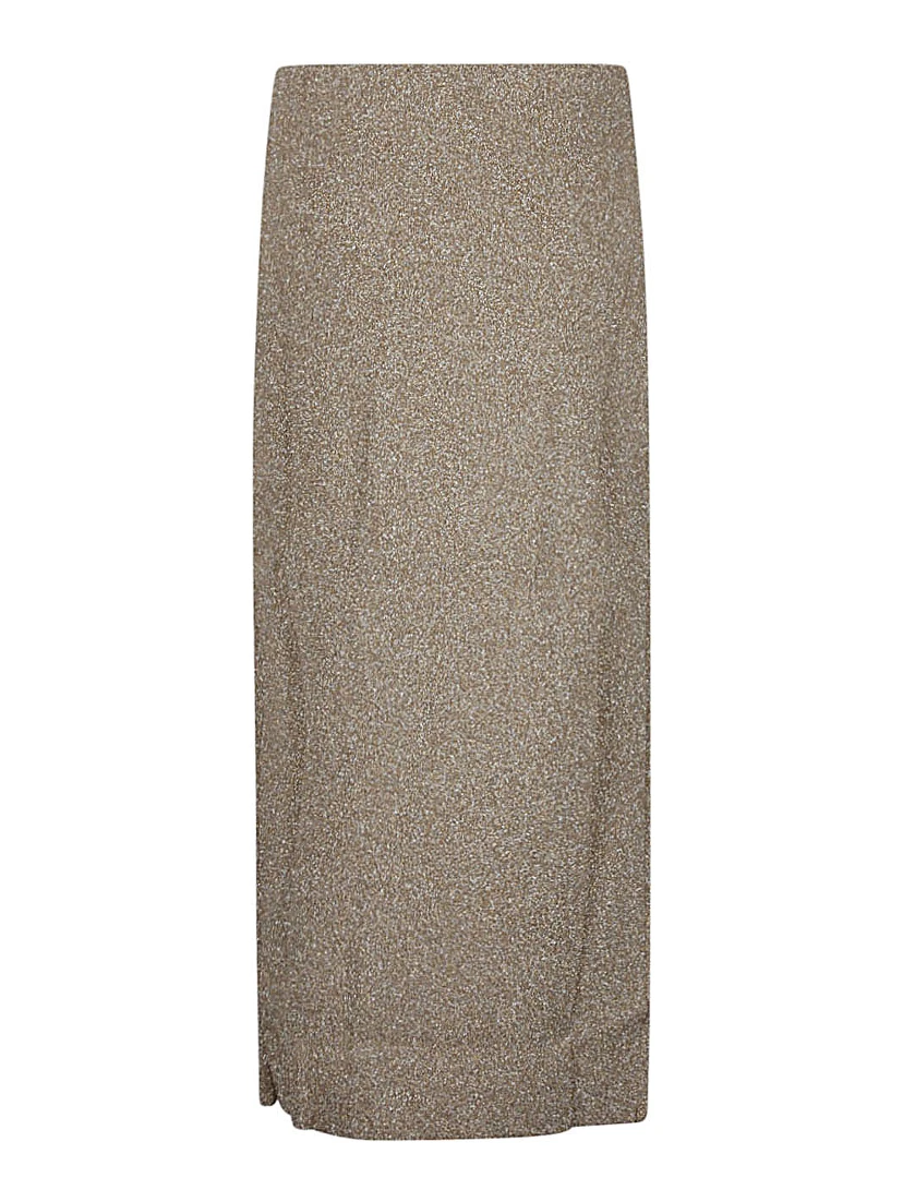 Golden Viscose Midi Skirt