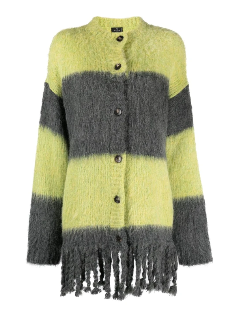 striped brushed cardi-coat