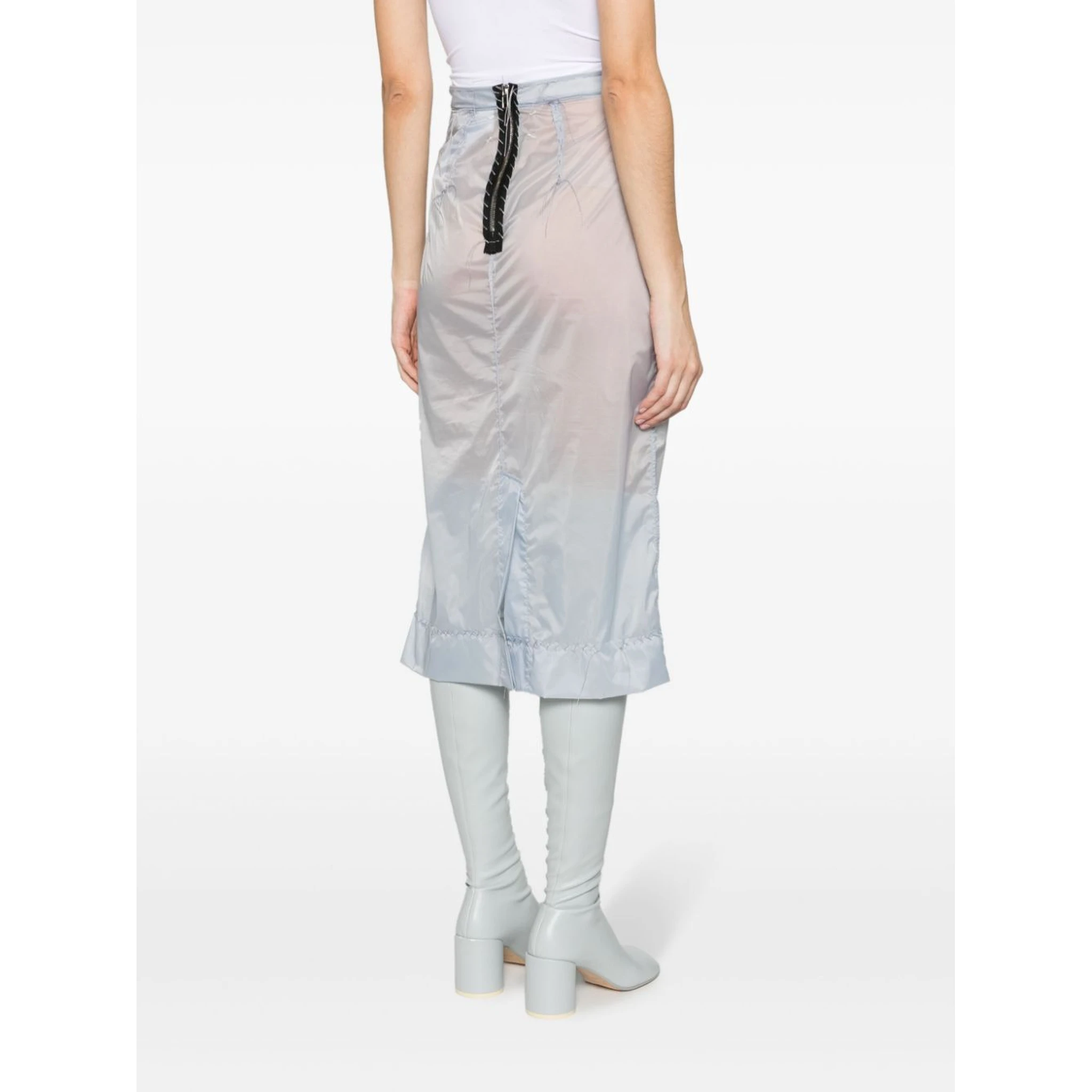 High-waisted Chiffon Midi Skirt In Grey