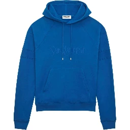 Saint Laurent logo-embroidered cotton hoodie