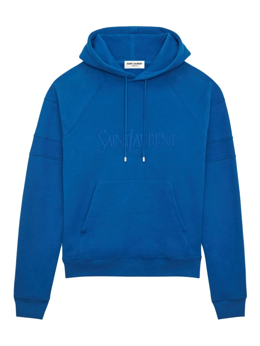 Saint Laurent logo-embroidered cotton hoodie